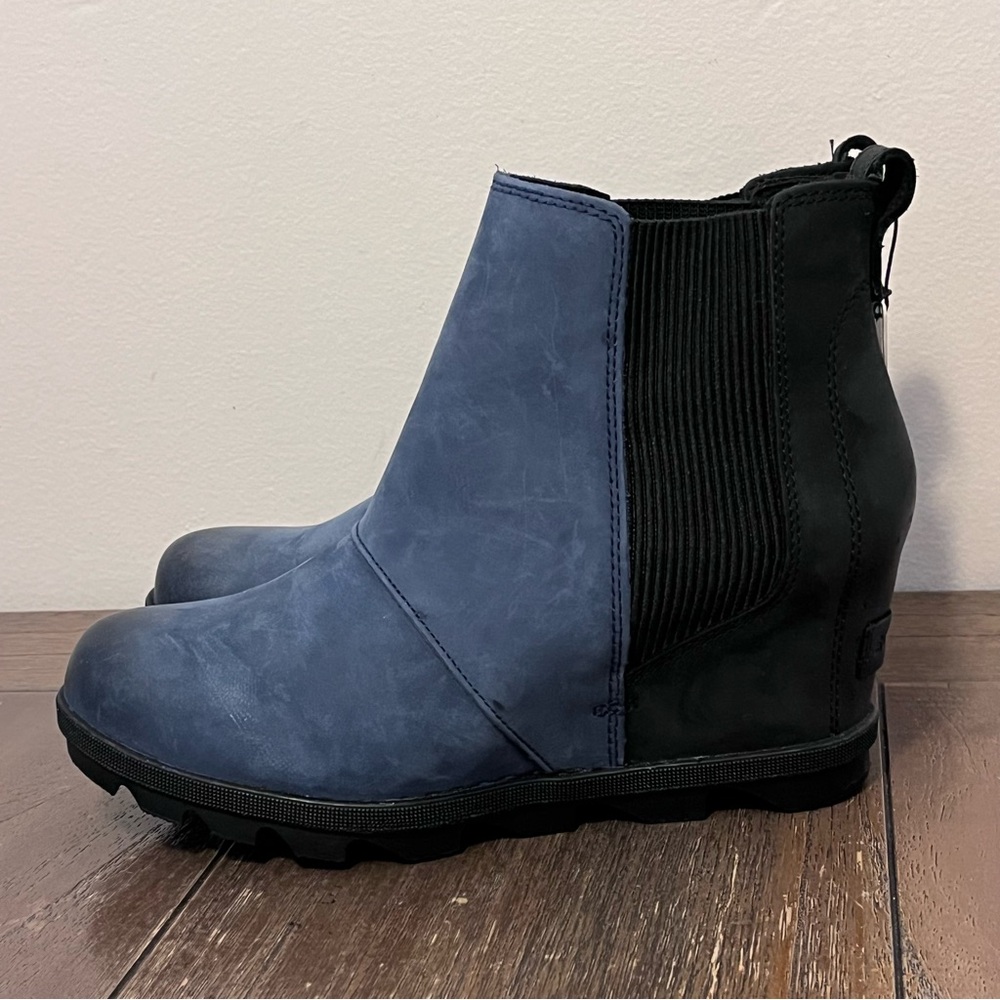 NWT Sorel Joan Of Arctic Wedge Booties Boots Blue Suede Women’s size 9.5 - Picture 9 of 9